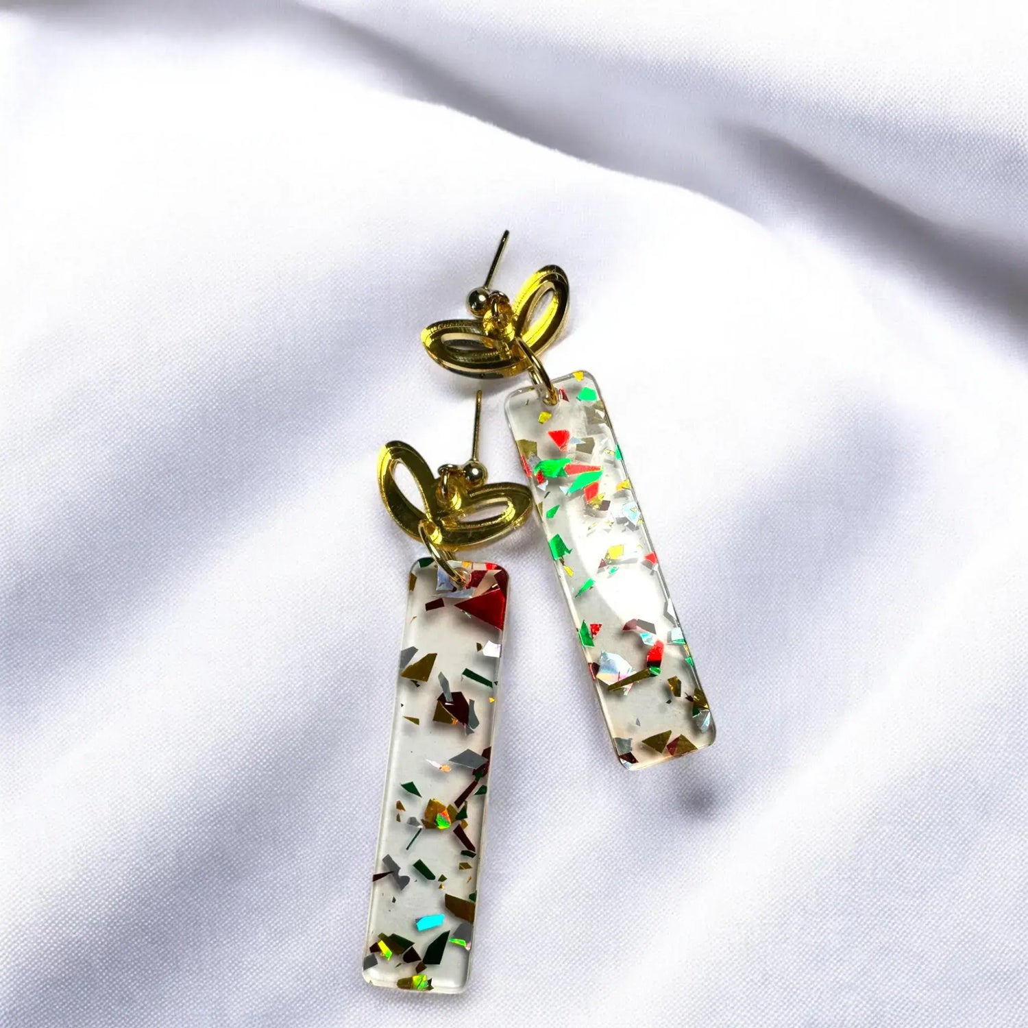 Christmas Present Acrylic Earrings: Square