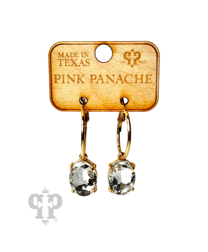 Oval rhinestone earring E103: Blue