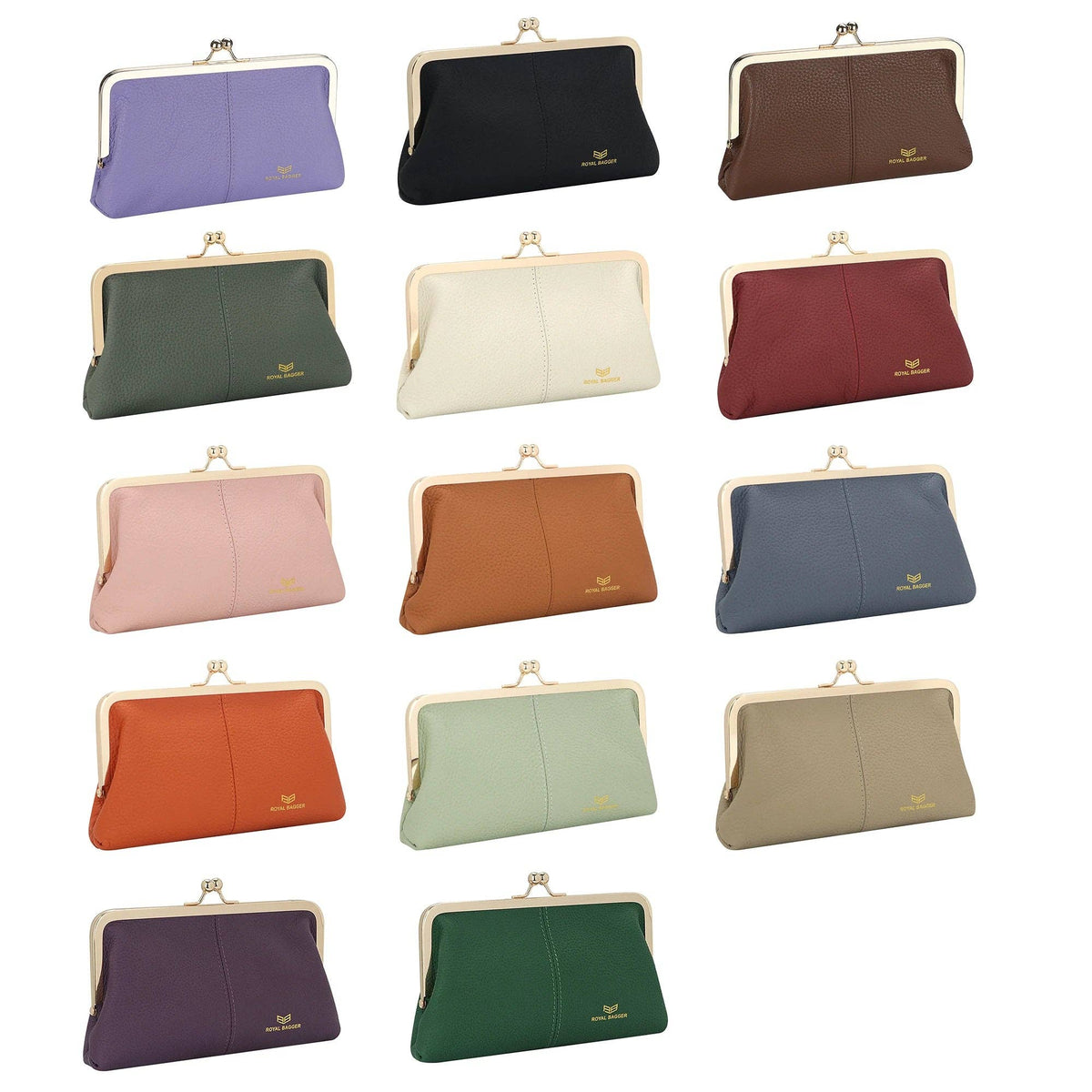 3468 Leather RFID Kiss-Lock Wallet: Brown