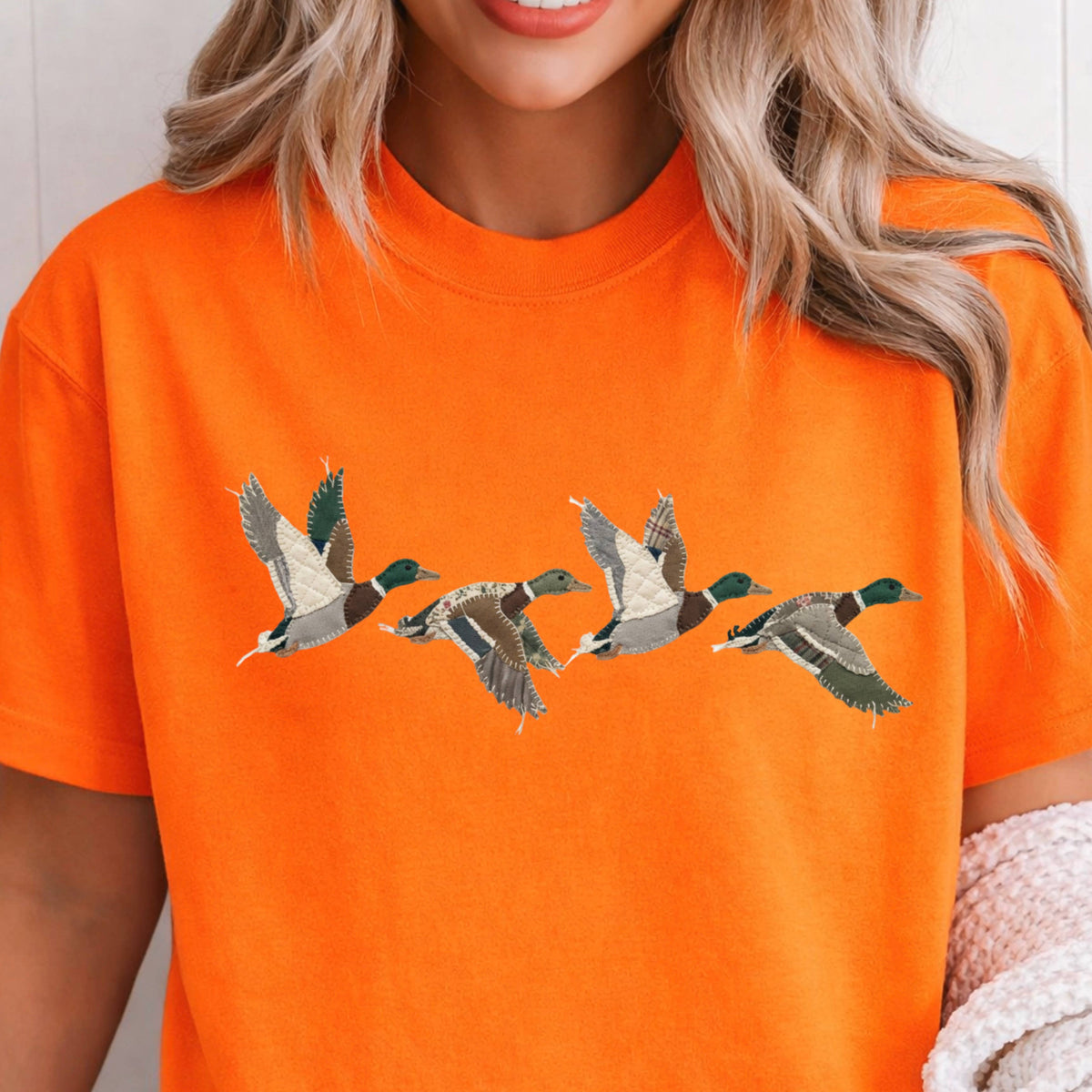 Patchwork Mallard Duck Graphic T-Shirt | Gildan : White / Large