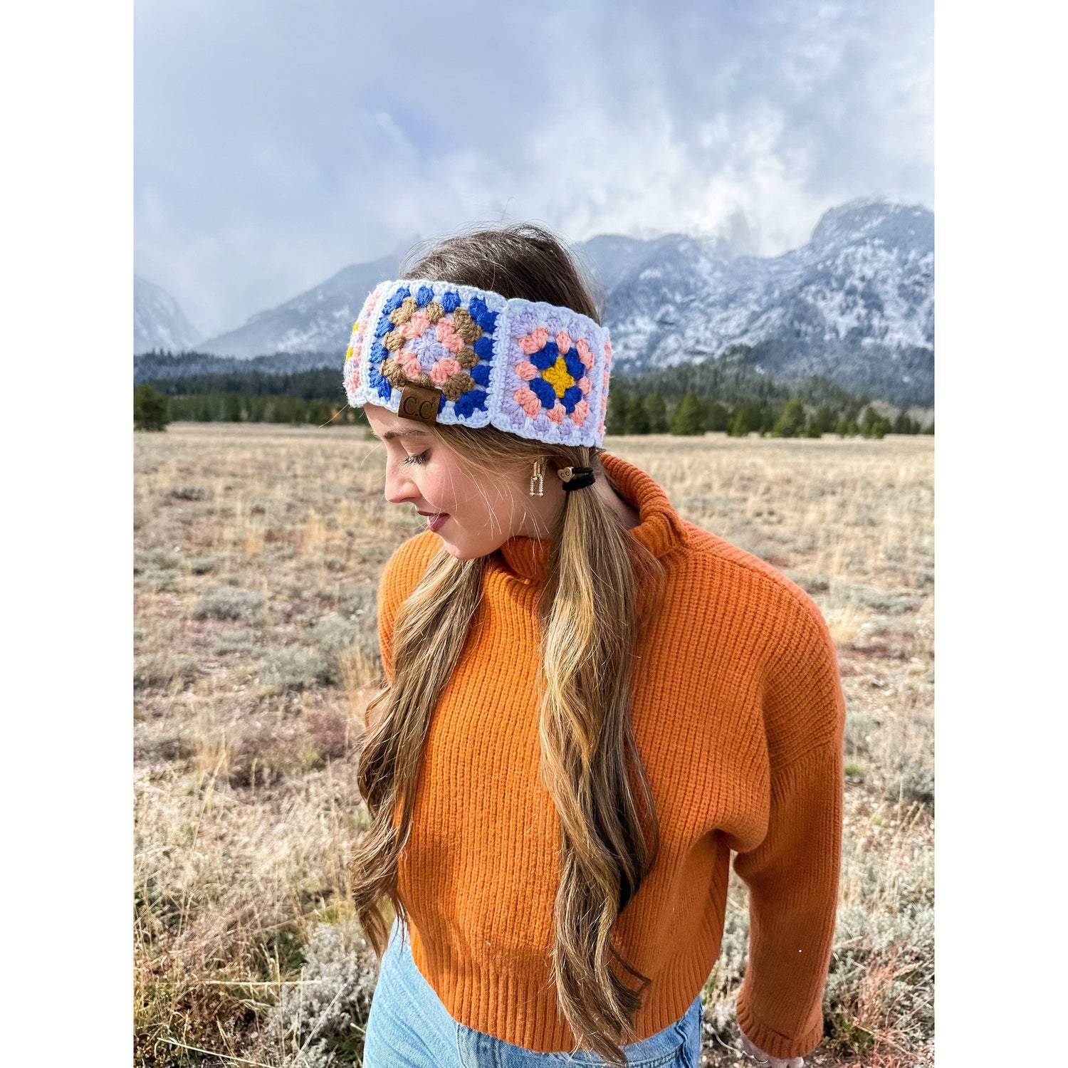 Fuzzy Lined Multi-Color Crochet Fashion Headband for Women: Beige