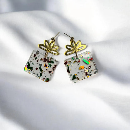 Christmas Present Acrylic Earrings: Square