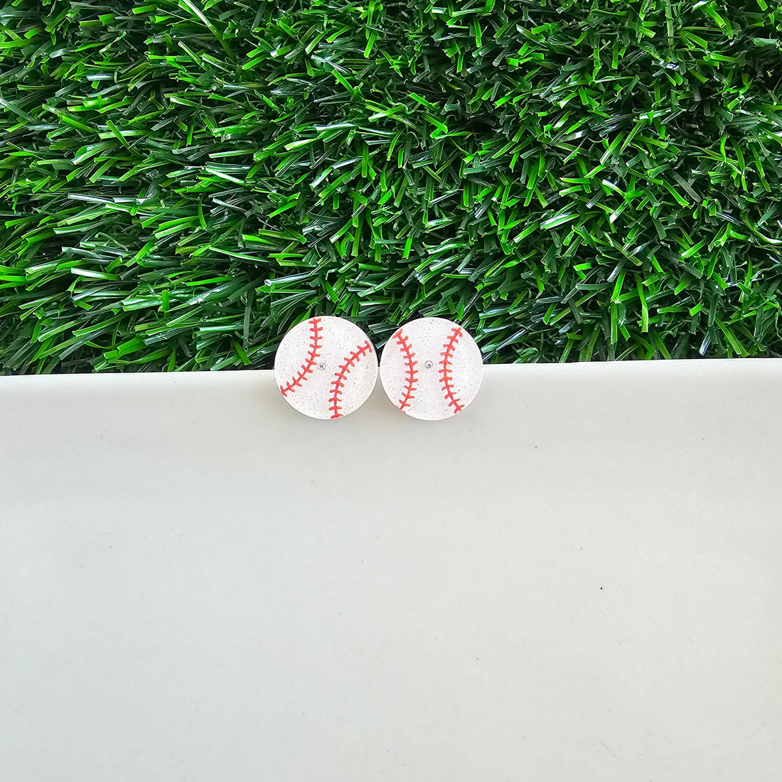 Glitter Baseball Studs // Game Day Earrings