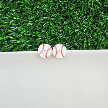 Glitter Baseball Studs // Game Day Earrings