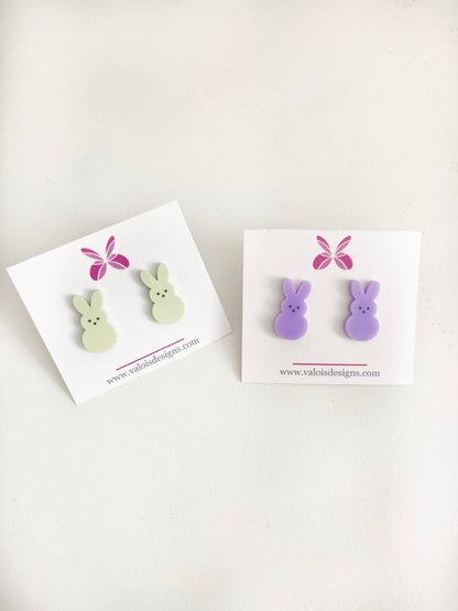 Easter Bunny Peep Stud Earrings: Purple