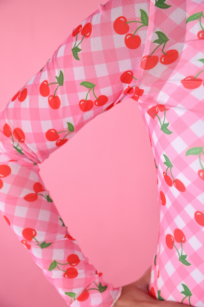 Keigan Mesh Top by Jess Lea- Cherry Picnic: Pink/Red
