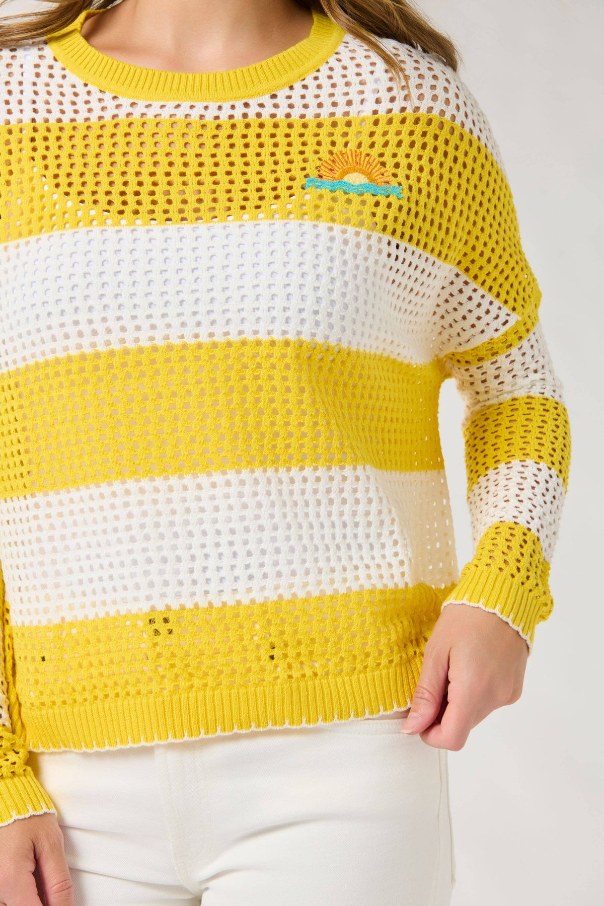 Shiraleah Sunrise STRIPED MESH SWEATER