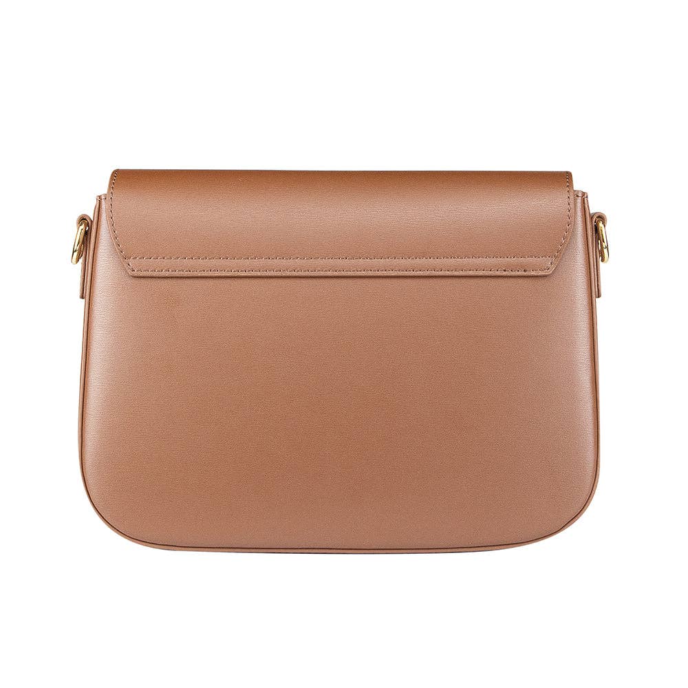 Real Leather Crossbody Box Bag: Brown
