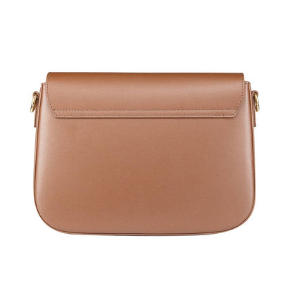 Real Leather Crossbody Box Bag: Brown