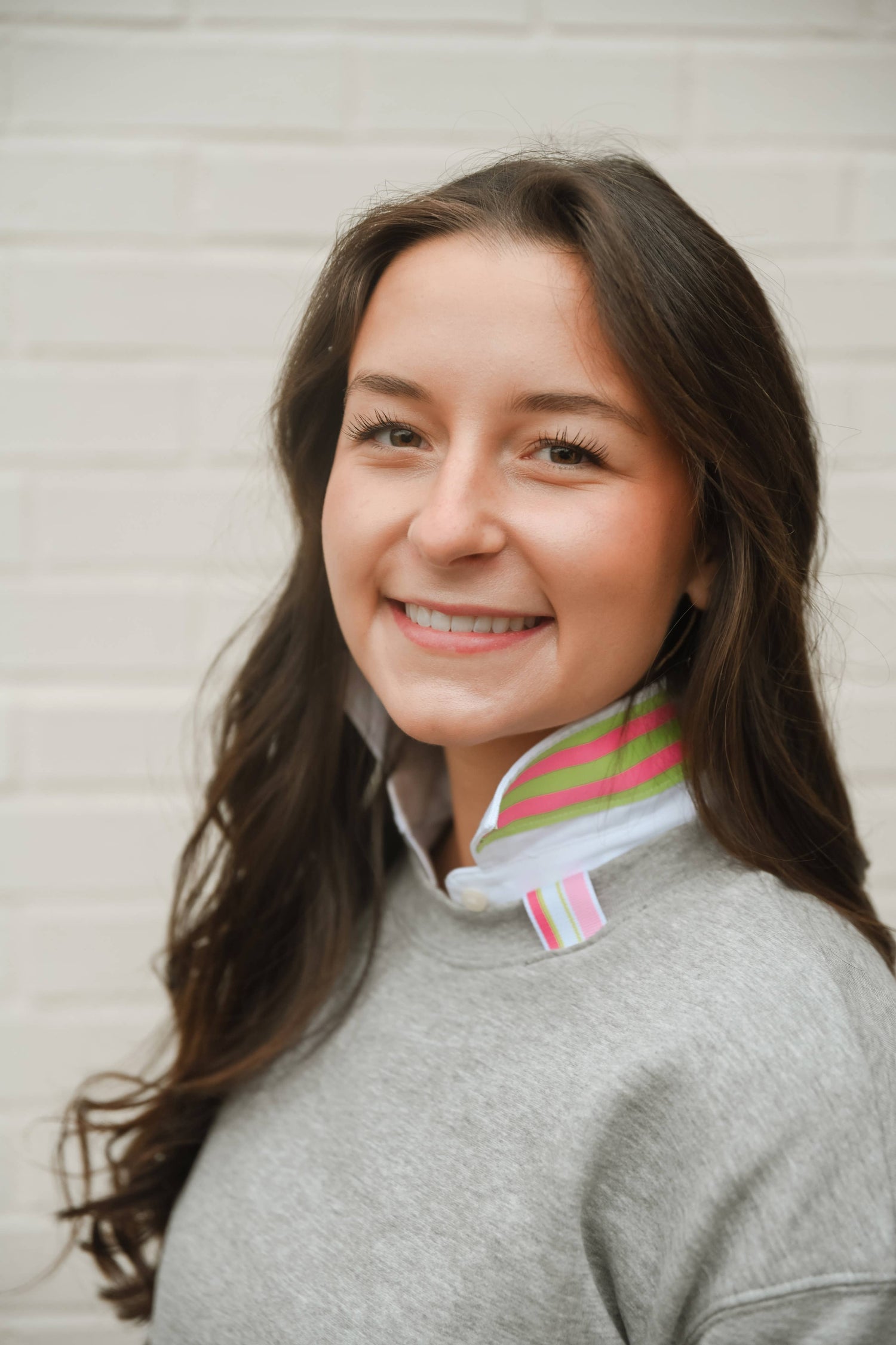 Danny Sweatshirt - Grey w Pink &amp; Lime Stripe Ribbon: Grey w Pink &amp; Lime Stripe Ribbon / S (4-6) sweatshirt only