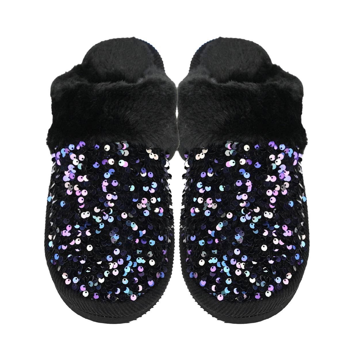 Sequin Faux Fur C.C Slippers SPE0012: White / SM/MD