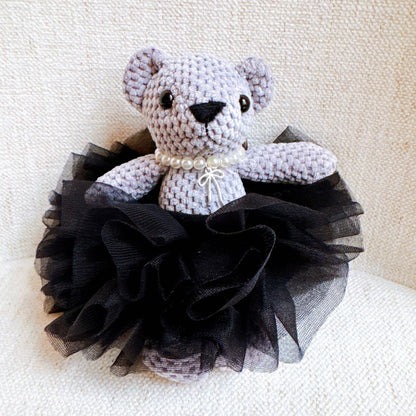 Tutu Scrunch Ballerina Bear Bag Charm: Black Tutu