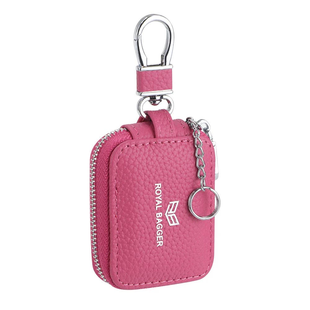 2901 Leather Earphone Pouch with Keychain: Light Grey