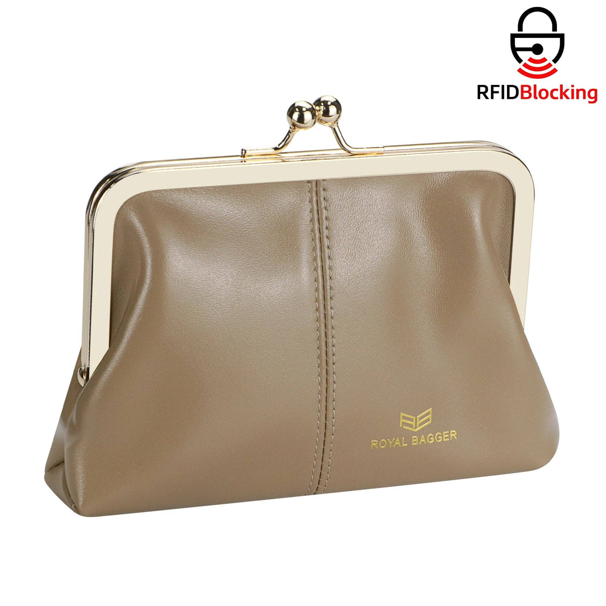 4120 Leather RFID Kiss-Lock Wallet: Black