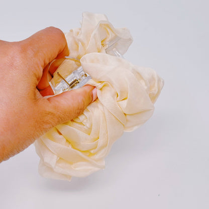 Sheer Flower Hair Claw: Black