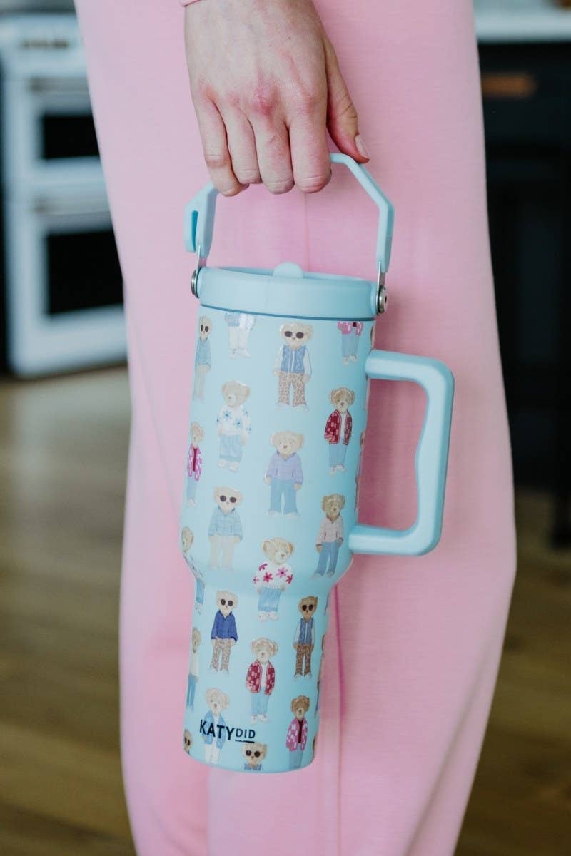 Bears Pattern Stainless Steel Tumbler: Mint