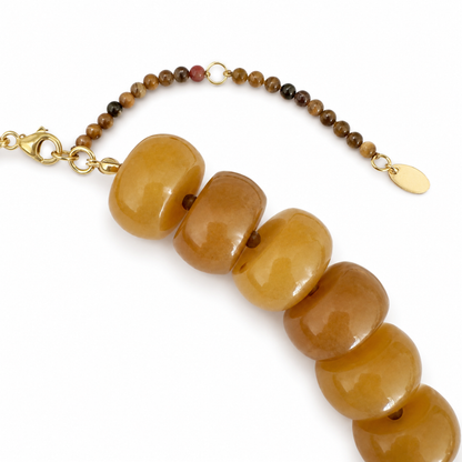 Chunky Resin &amp; Natural Stone Bead Necklace: Red Jasper Glow