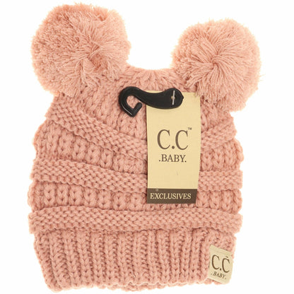 BABY Solid Double Pom CC Beanie BABY23POMPOM: Pale Pink