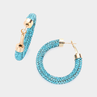 Rhinestone Pave Hoop Earrings
: Blmt