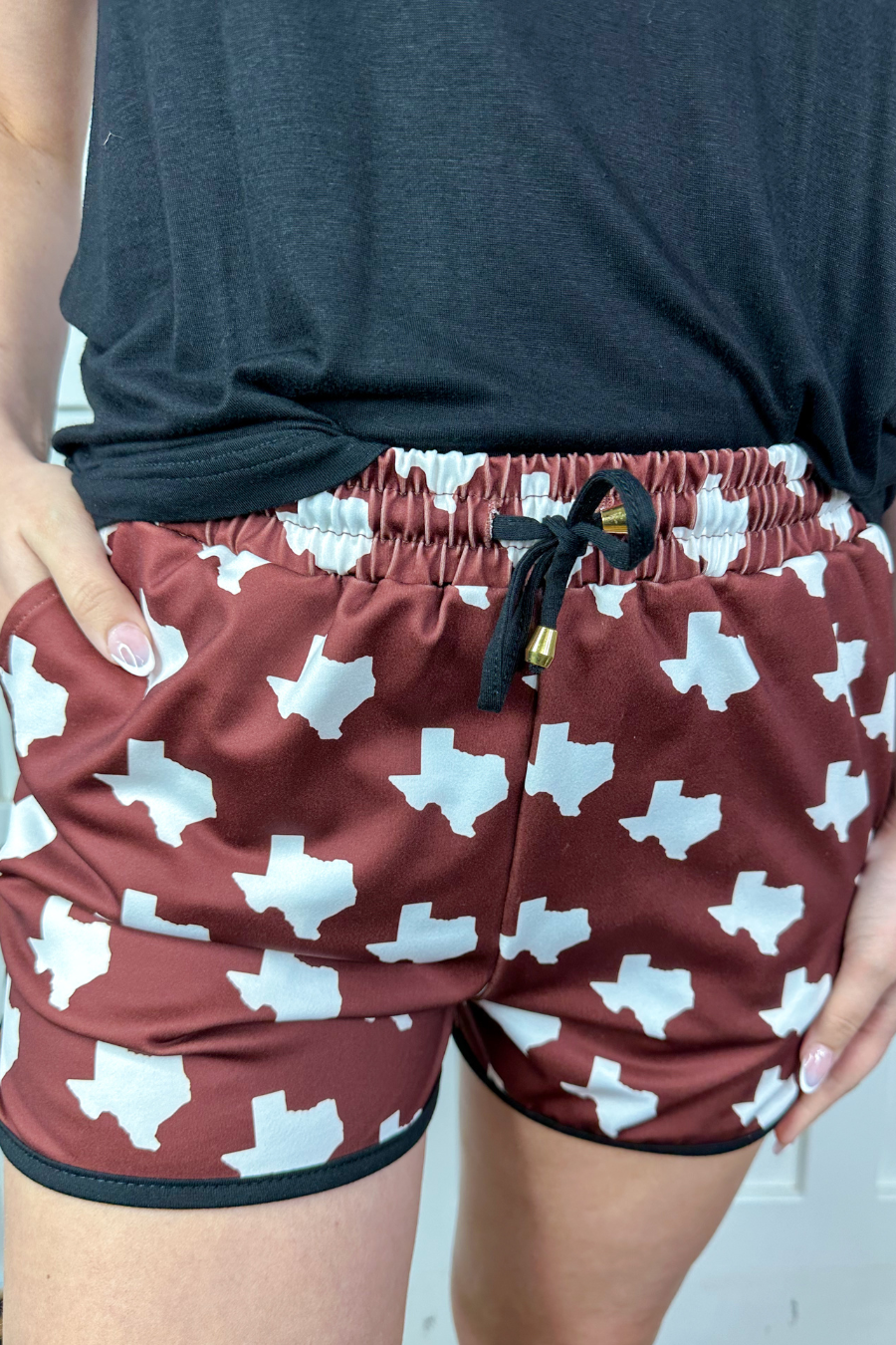 Howdy Drawstring Everyday Shorts: Maroon / Large