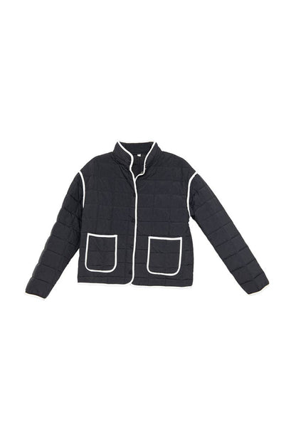 Black Quilted Trim Jacket Women&