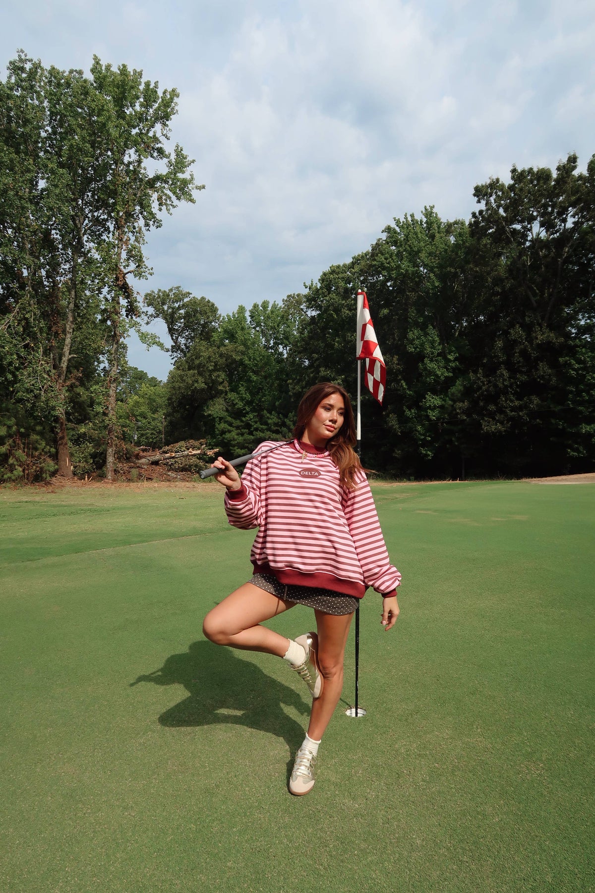 Delta Stripe Mockneck Sweatshirt: L/XL
