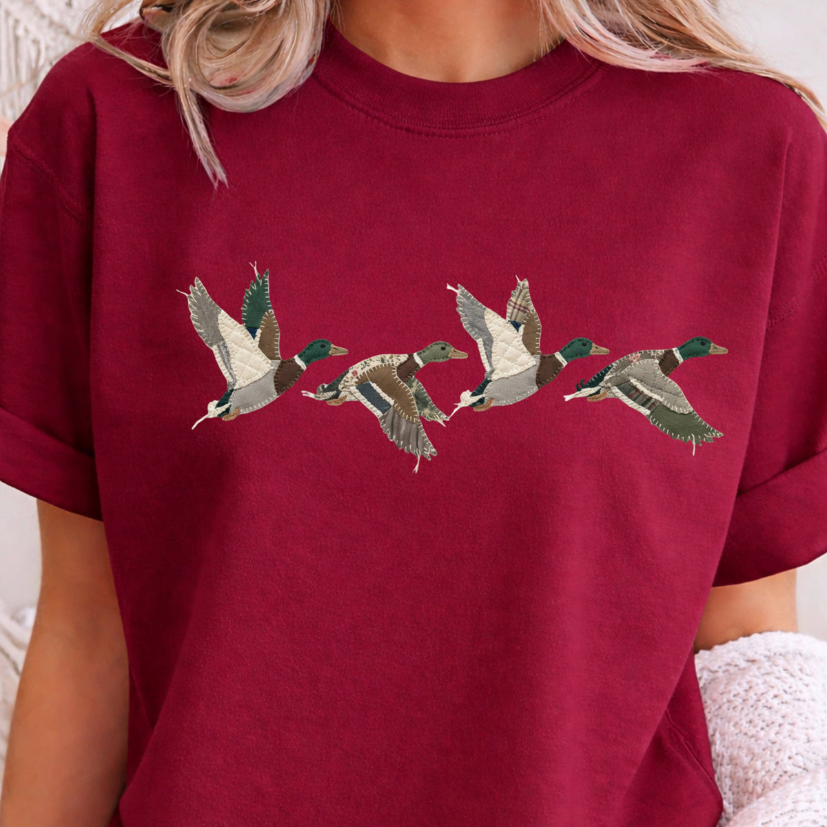 Patchwork Mallard Duck Graphic T-Shirt | Gildan : White / Large