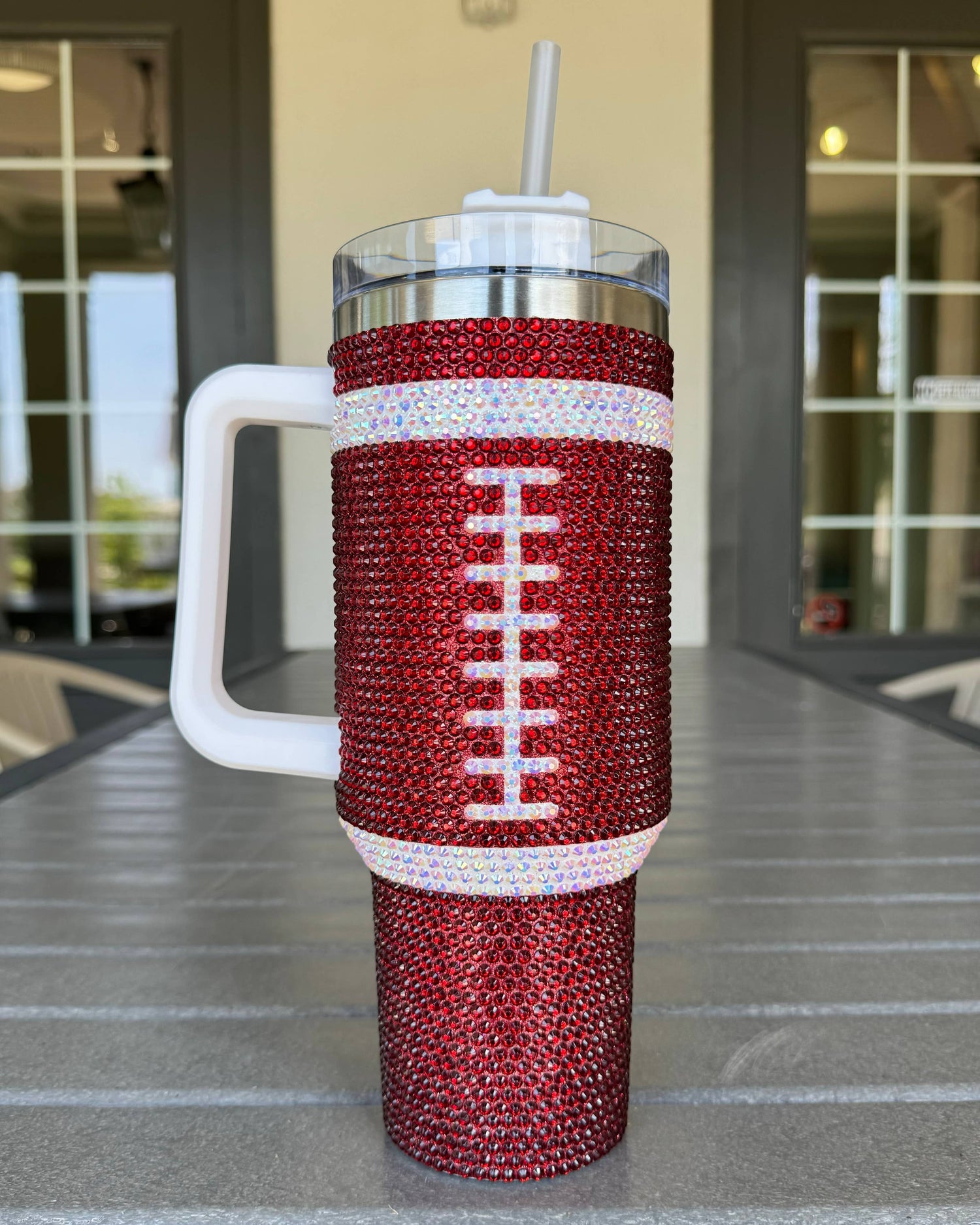 Crystal BURGUNDY/MAROON "Team Spirit" FOOTBALL Tumbler