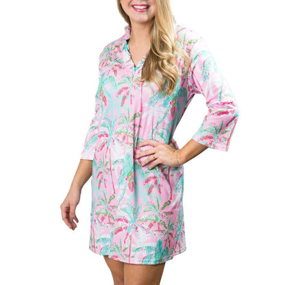 Printed Peyton Dress- Navy and Pink Diamond / Medium