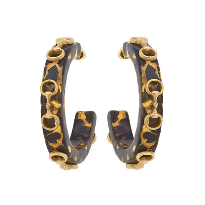 Sutton Horsebit Resin Hoop Earrings: Navy