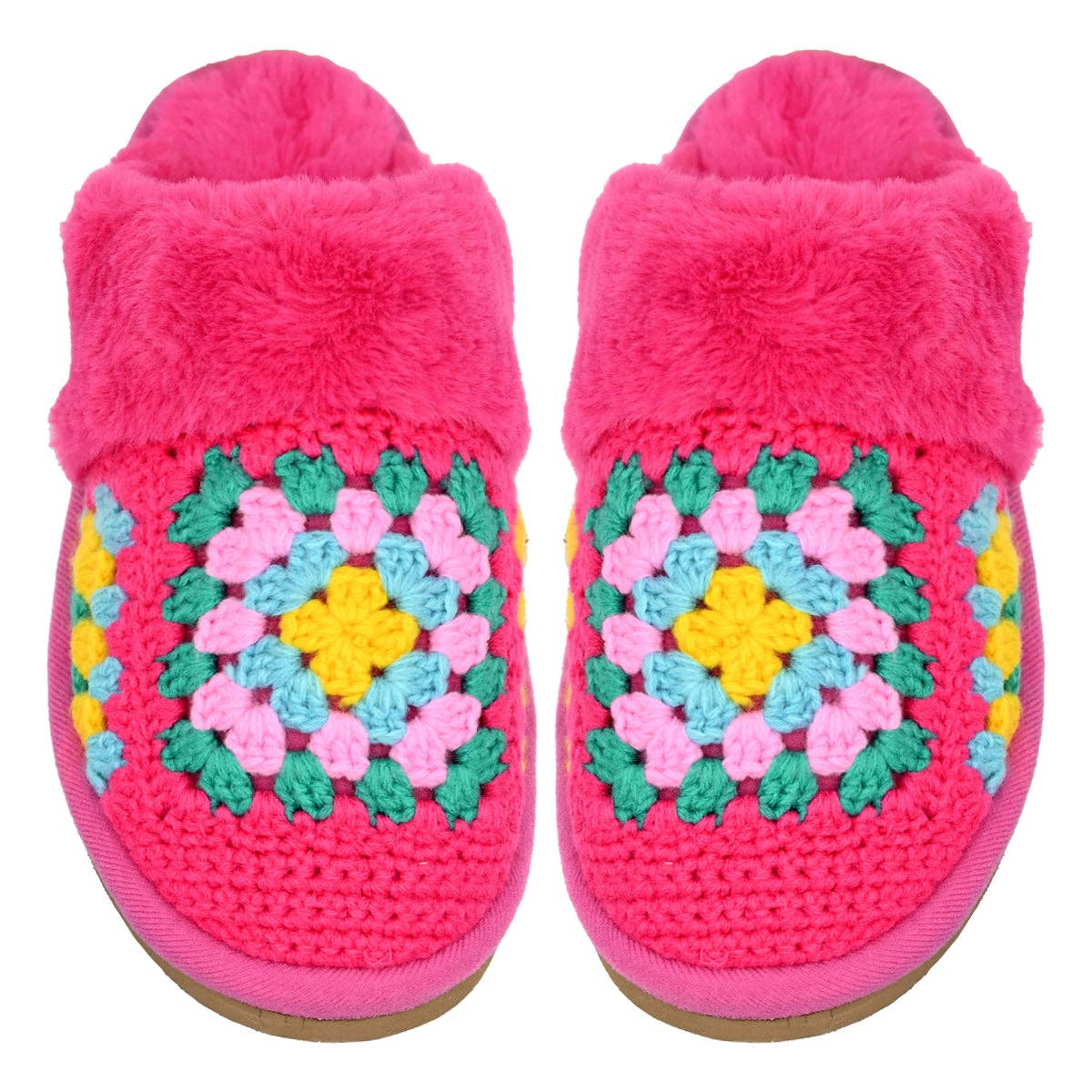 Handmade Crochet C.C Slippers SPE7393: Fushcia / SM-MD