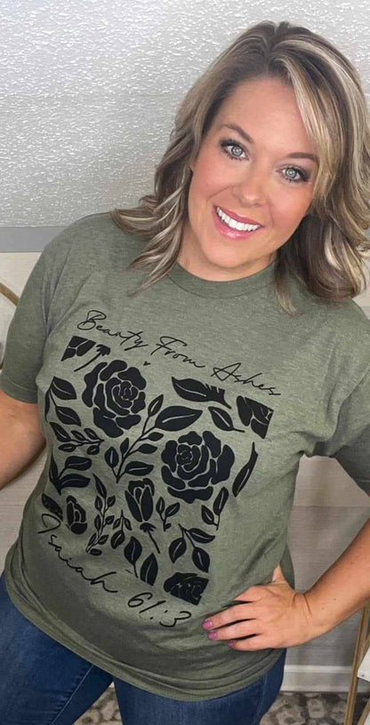 BEAUTY FROM ASHES OLIVE FAITH GRAPHIC TEE