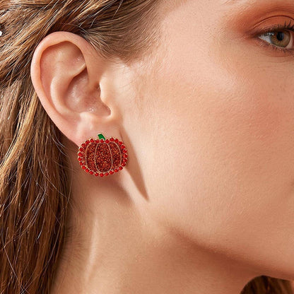 Glitter Pumpkin Stud Earrings