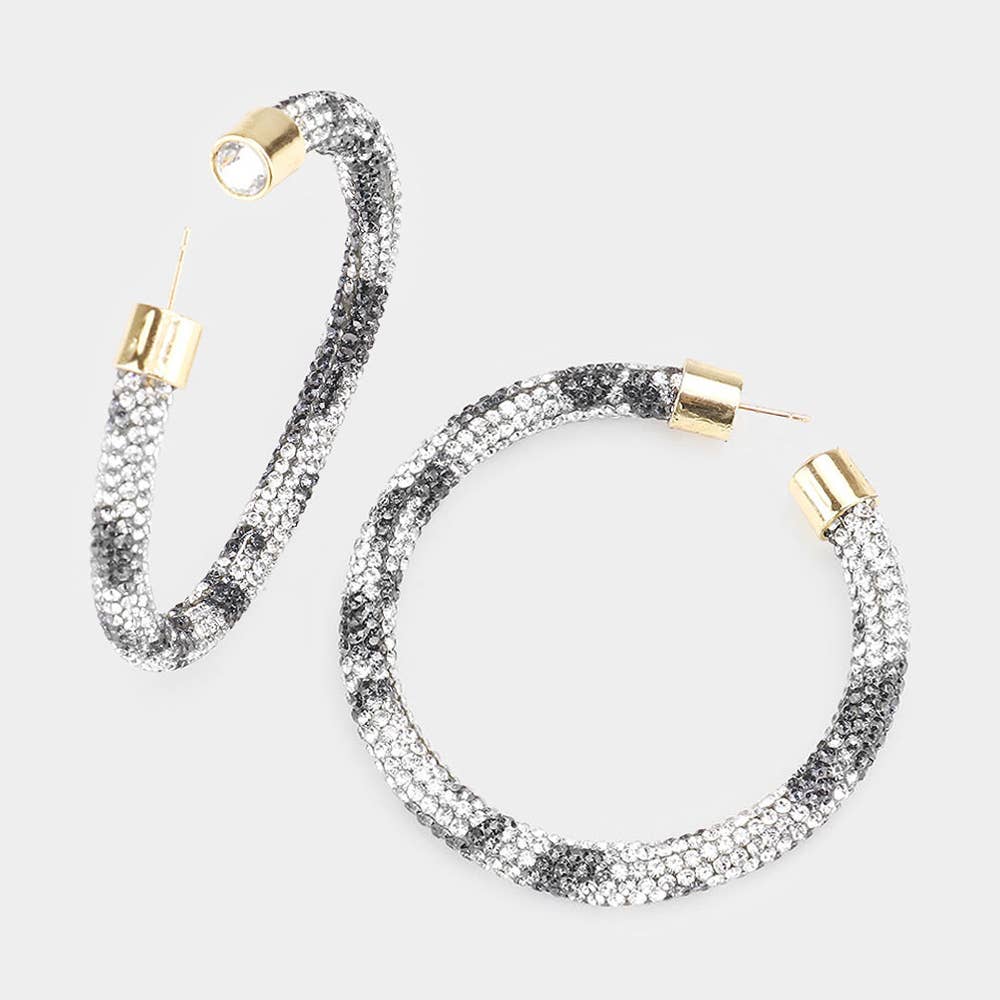 Rhinestone Pave Hoop Earrings
: NV