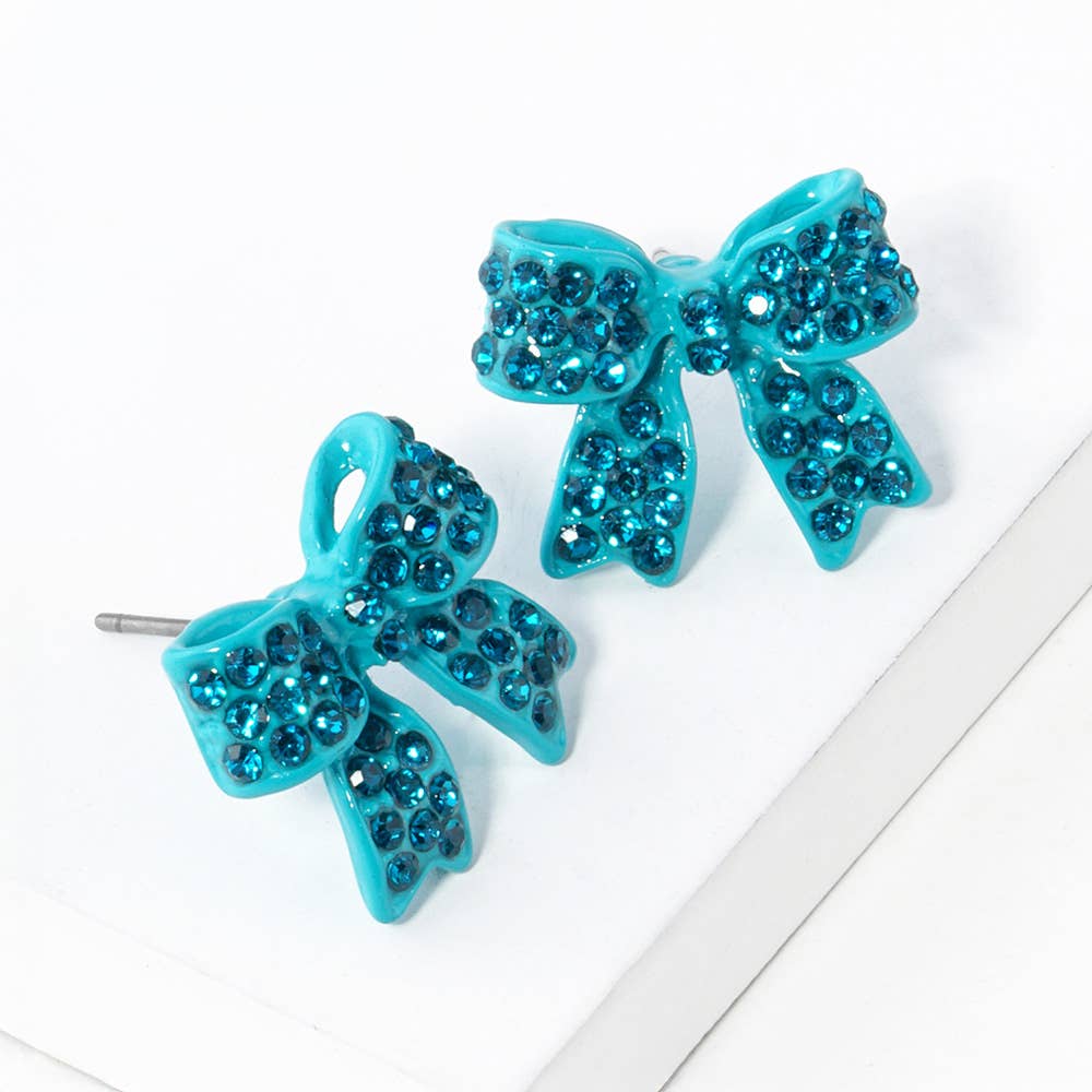 Crystal Rhinestone Pave Bow Stud Earrings
: Black Clear