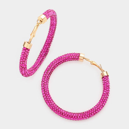 Rhinestone Pave Hoop Earrings
: CL