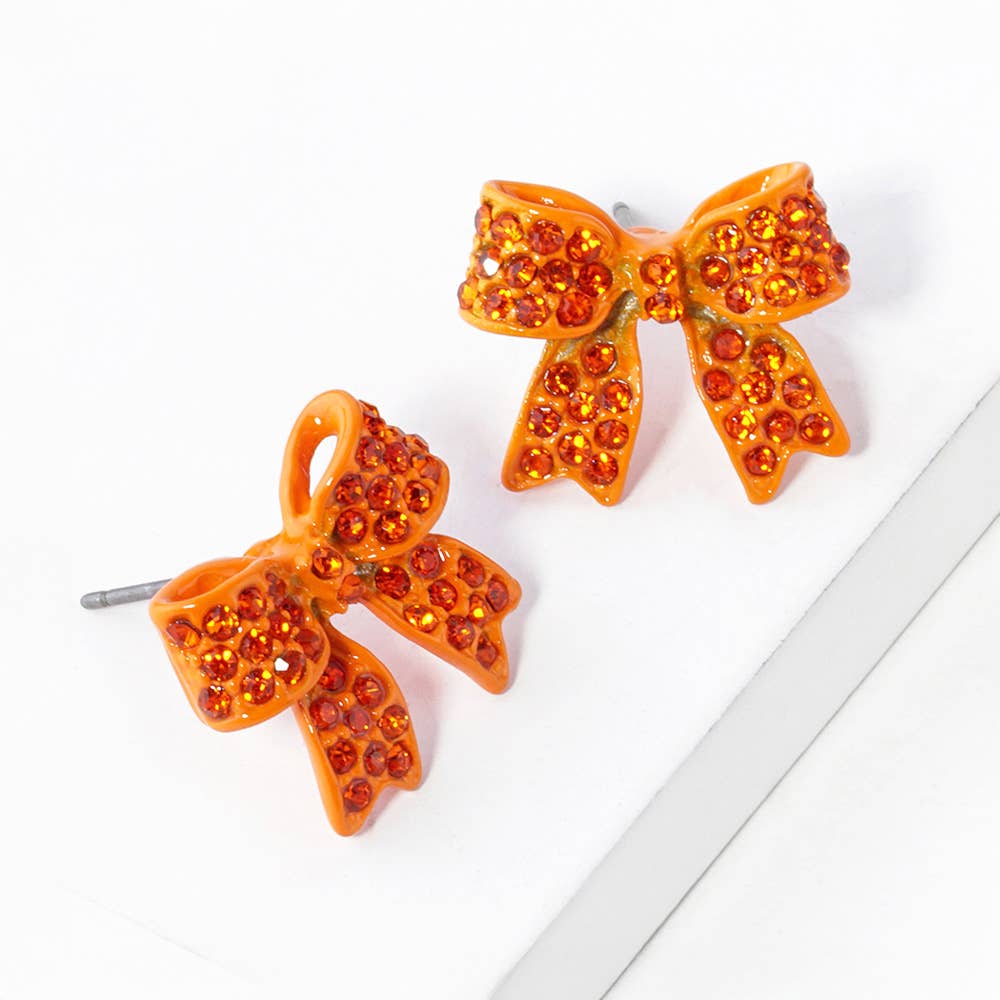 Crystal Rhinestone Pave Bow Stud Earrings
: Black Clear