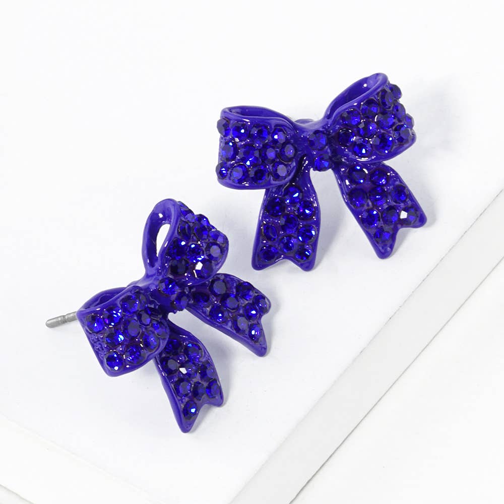 Crystal Rhinestone Pave Bow Stud Earrings
: Topaz