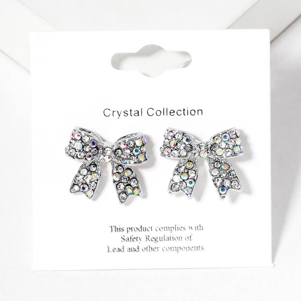 Crystal Rhinestone Pave Bow Stud Earrings
: Black Clear