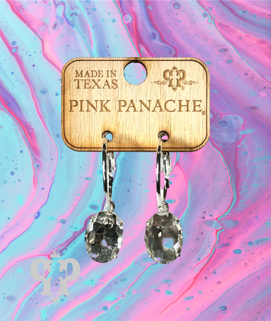 Oval rhinestone earring E103: Black