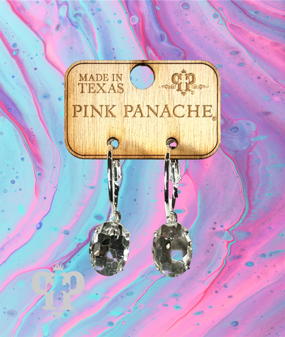 Oval rhinestone earring E103: Black