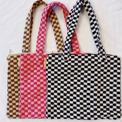 Check Yourself Zipped Tote Bag: Black