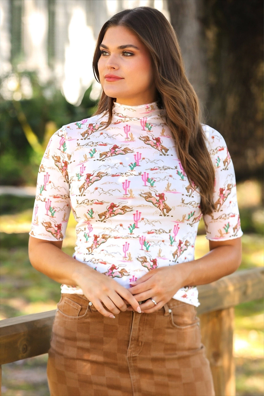 Kora Short Sleeve Mesh Top- Desert Darling by Jess Lea: Multi / Small