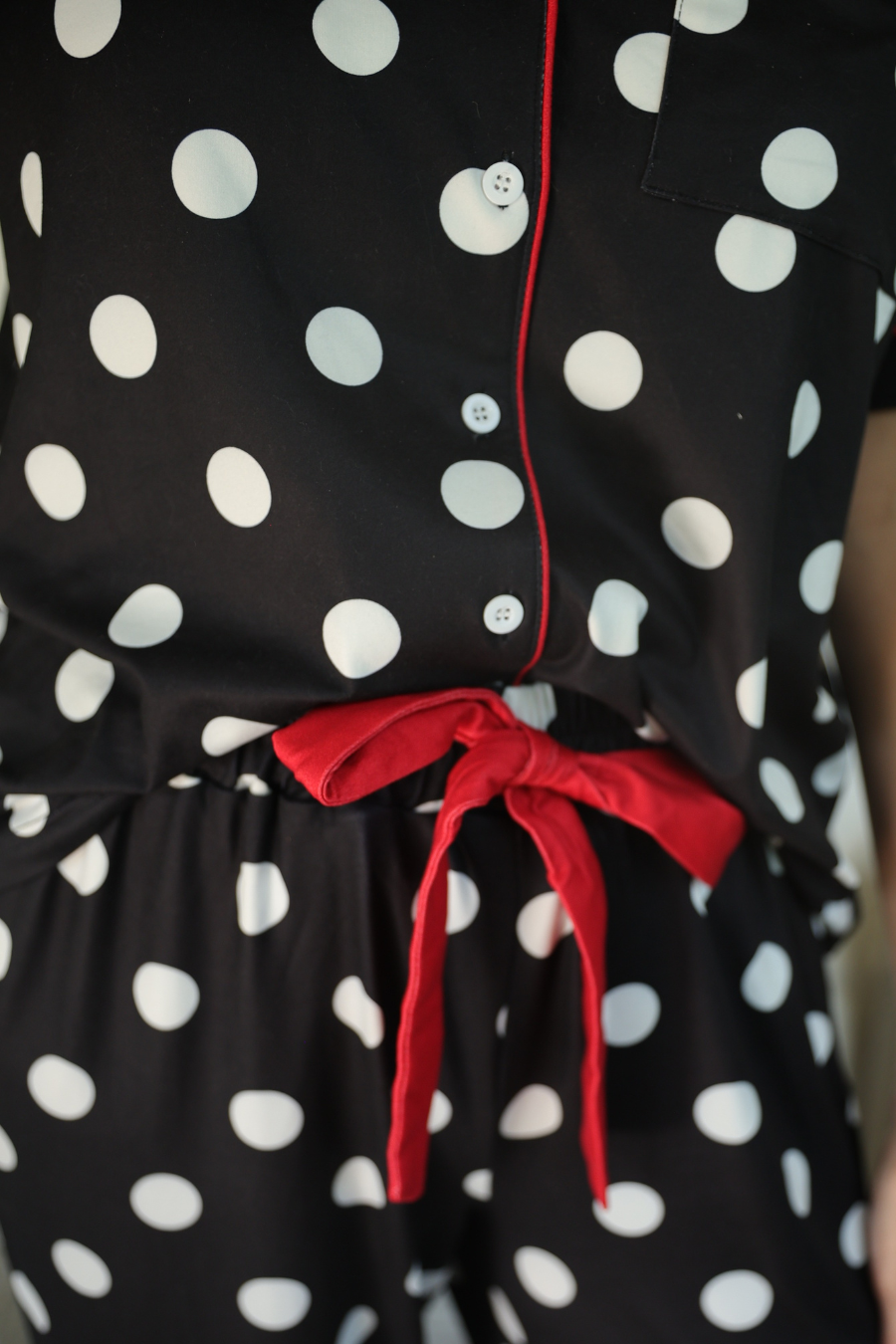 Dotty Darling Polka Dot Ruffle Pajama Set by Jess Lea : Black