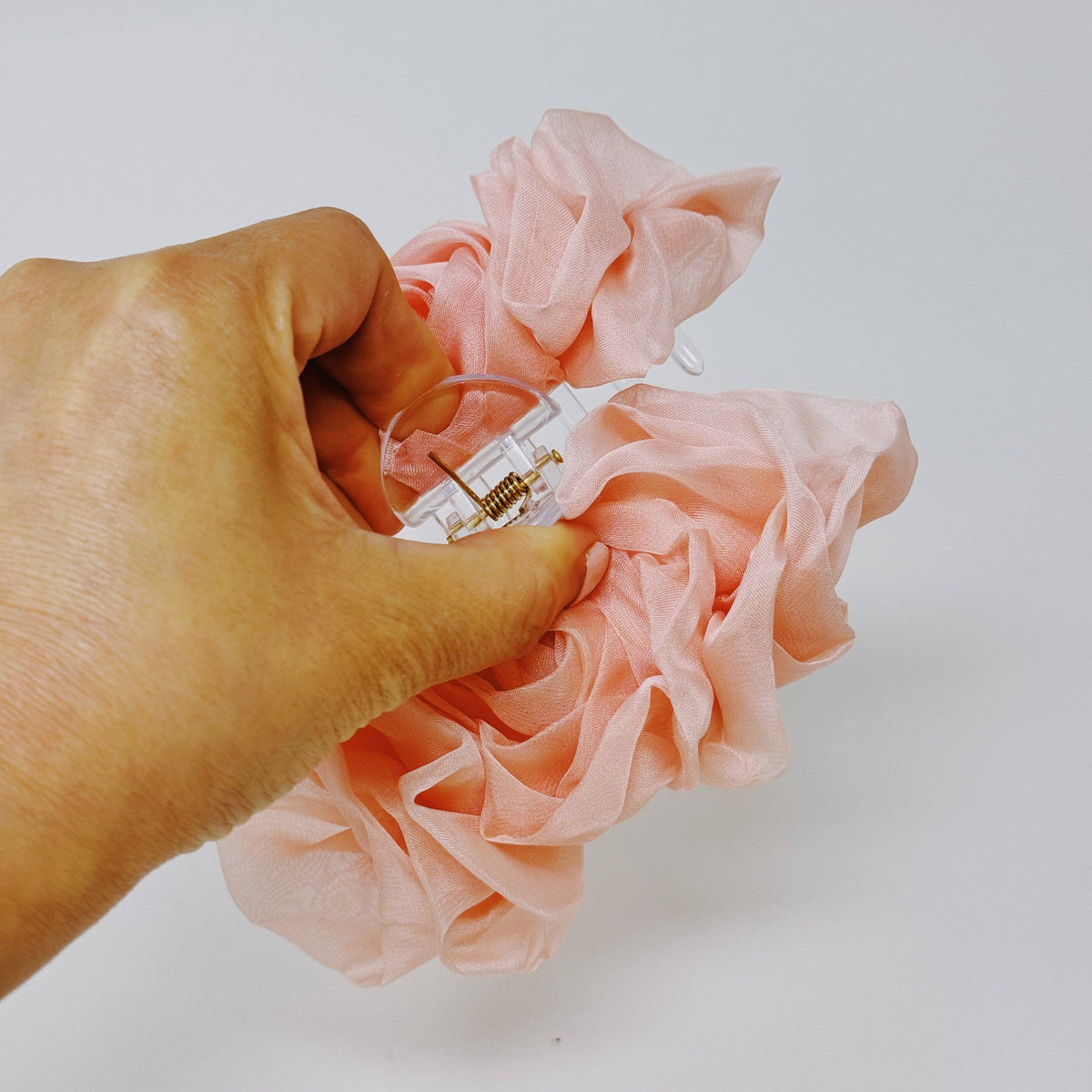 Sheer Flower Hair Claw: Black