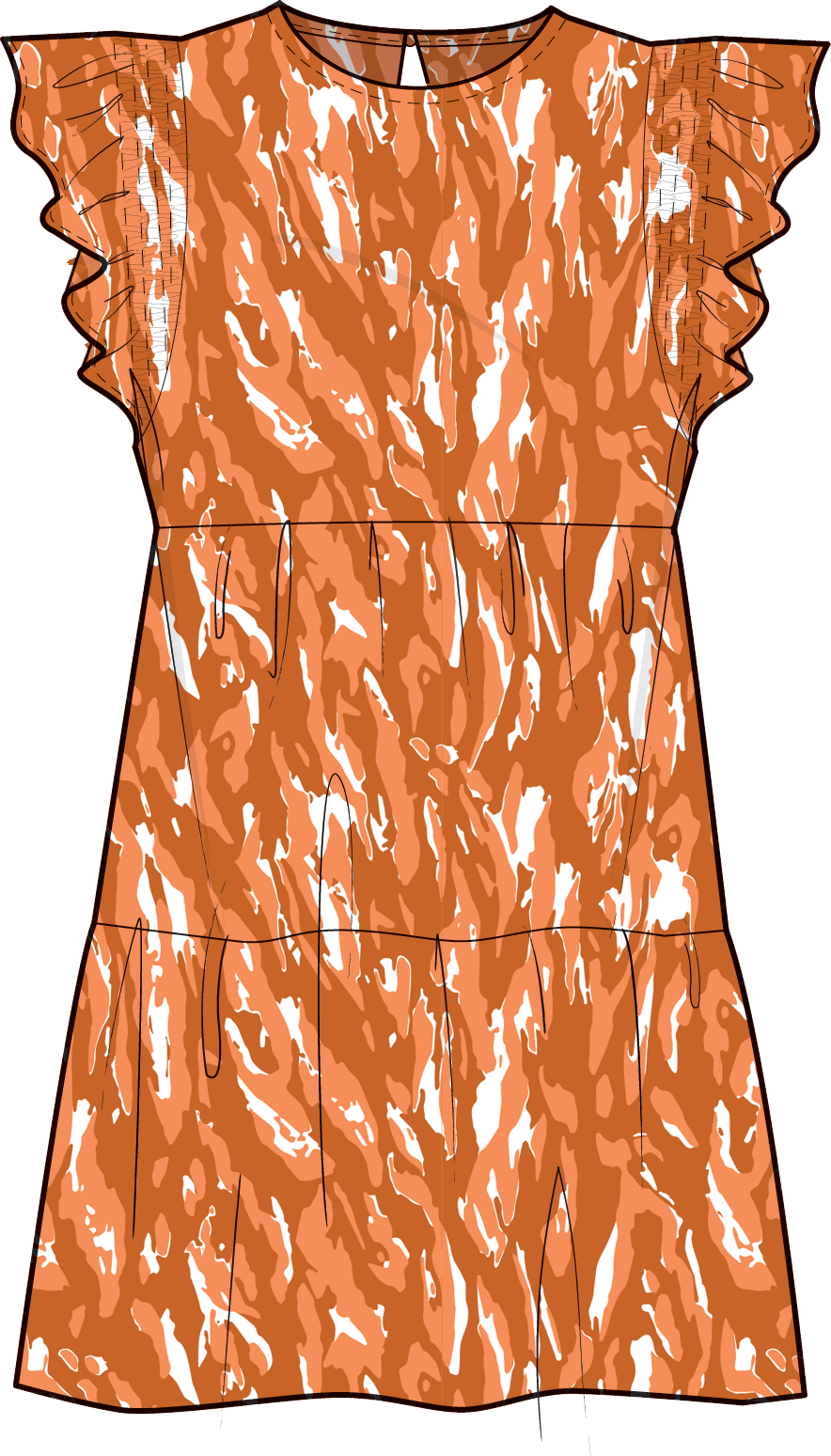 Dress Everly Orange/White L: L