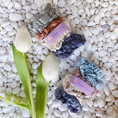 Satin Self Care Scrunch Set Of 8: Earthy Calm