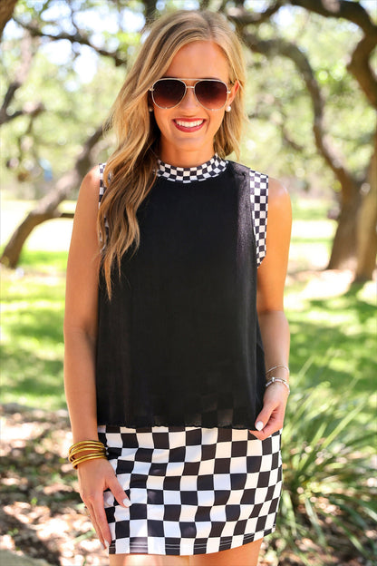 PREORDER- Checkmate Ribbed Tank by Jess Lea - Black