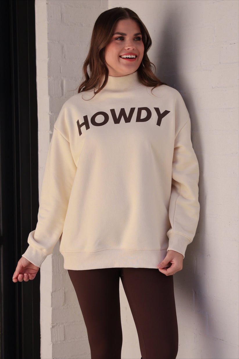 Howdy Mock Neck Pullover by Jess Lea