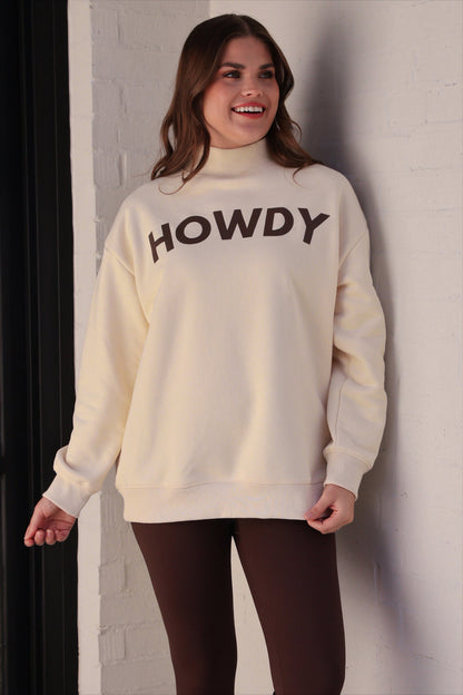Howdy Mock Neck Pullover by Jess Lea